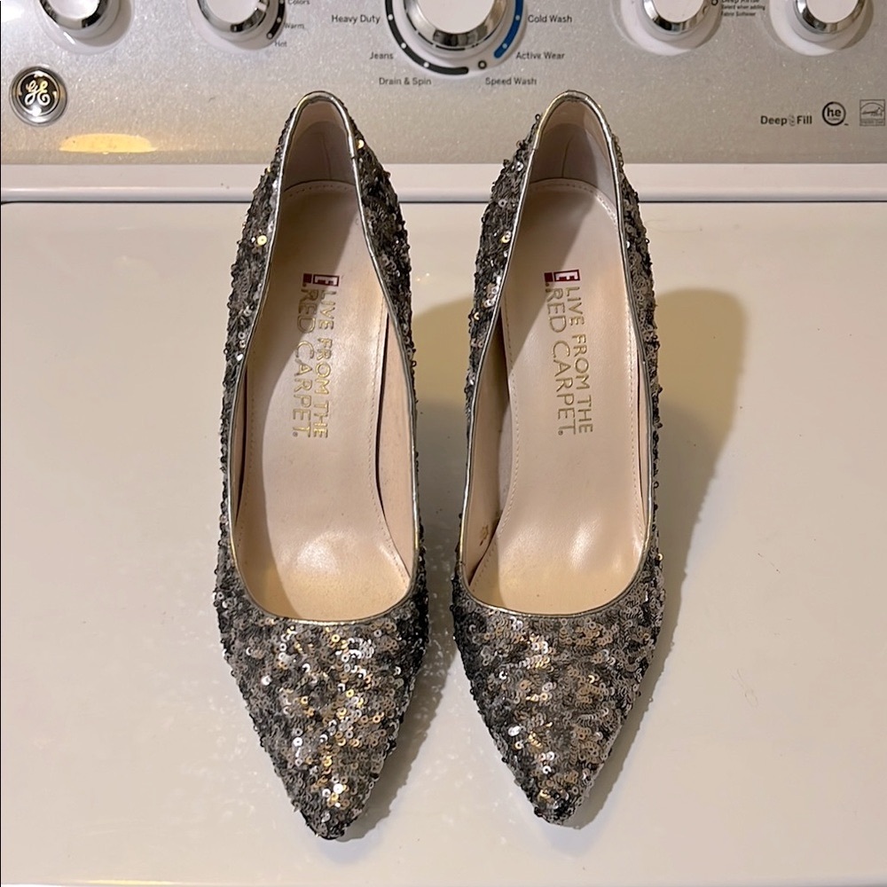 Silver Sequin Heels